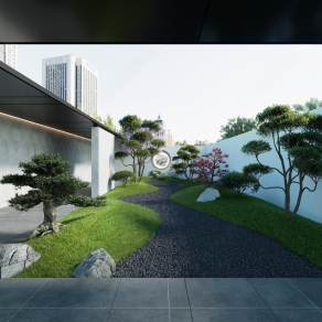 现代庭院景观3D模型下载